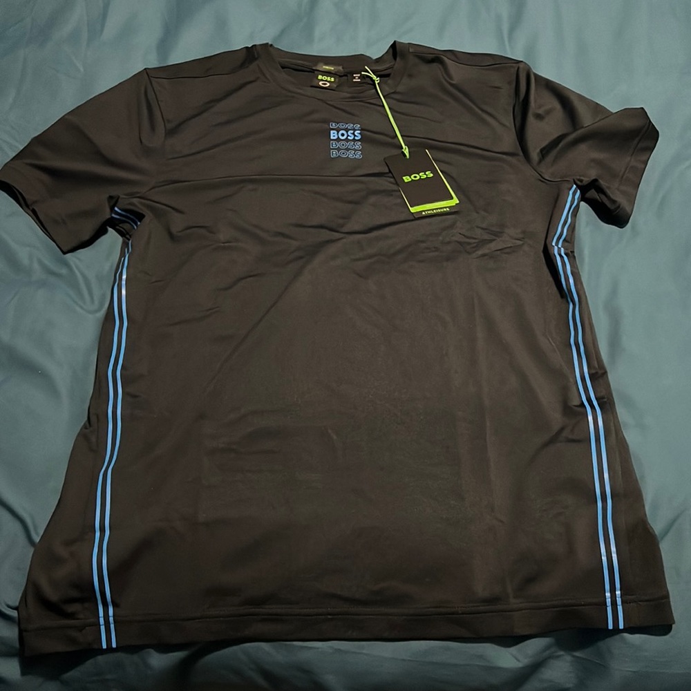 Hugo Boss Men Stretch-Jersey Regular Fit T-Shirt with Repeat Logos